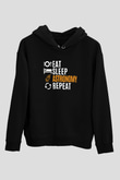 Astronomi Baskılı Unisex Siyah Hoodie