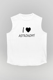 Astronomi Sevenler Baskılı Unisex Kolsuz Beyaz Tişört - Tshirt