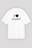 Astronomi Sevenler Baskılı Unisex Oversize Beyaz Tişört - Tshirt