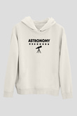 Astronomi Teleskop Baskılı Unisex Ekru Hoodie