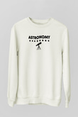 Astronomi Teleskop Baskılı Unisex Ekru Sweatshirt