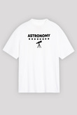 Astronomi Teleskop Baskılı Unisex Oversize Beyaz Tişört - Tshirt
