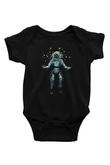 Astronot Baskılı Siyah Bebek Body - Zıbın