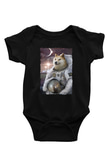 Astronot Husky BaskılıSiyah  Bebek Body - Zıbın