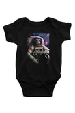 Astronot Maymun BaskılıSiyah  Bebek Body - Zıbın