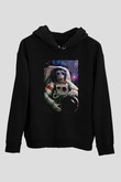 Astronot MaymunSiyah  Unisex Hoodie
