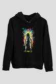Astronot Siyah Unisex Kapşonlu Sweatshirt