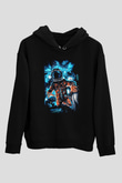 Astronot Siyah Unisex Kapşonlu Sweatshirt