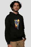 Astronot Siyah Unisex Kapşonlu Sweatshirt