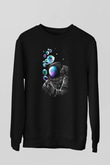 Astronot Siyah Unisex Sweatshirt