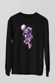 Astronot Siyah Unisex Sweatshirt