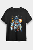 Astronot Siyah Unisex Tişört T-Shirt - TişörtFabrikası