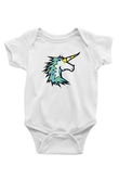 At Baskılı Beyaz Unisex Bebek Body - Zıbın
