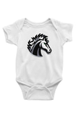 At Baskılı Beyaz Unisex Bebek Body - Zıbın