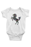 At Baskılı Beyaz Unisex Bebek Body - Zıbın