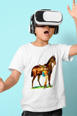 At Baskılı Beyaz Unisex Çocuk Tişört