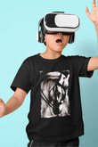 At Baskılı Unisex Siyah  Çocuk Tişört