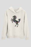 At Beyaz Unisex Kapşonlu Sweatshirt