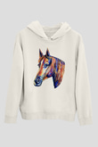 At Beyaz Unisex Kapşonlu Sweatshirt