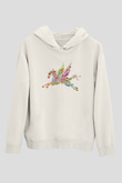 At Beyaz Unisex Kapşonlu Sweatshirt