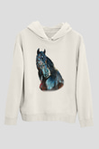 At Beyaz Unisex Kapşonlu Sweatshirt