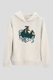 At Beyaz Unisex Kapşonlu Sweatshirt