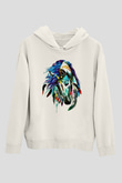 At Beyaz Unisex Kapşonlu Sweatshirt