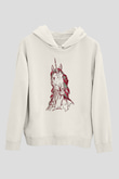 At Beyaz Unisex Kapüşonlu Sweatshirt