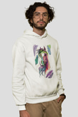 At Beyaz Unisex Kapüşonlu Sweatshirt