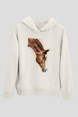 At Beyaz Unisex Kapüşonlu Sweatshirt