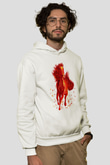 At Beyaz Unisex Kapüşonlu Sweatshirt