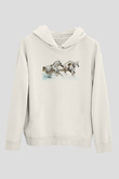 At Beyaz Unisex Kapüşonlu Sweatshirt