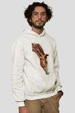 At Beyaz Unisex Kapüşonlu Sweatshirt