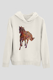 At Beyaz Unisex Kapüşonlu Sweatshirt