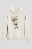At Beyaz Unisex Kapüşonlu Sweatshirt
