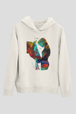 At Beyaz Unisex Kapüşonlu Sweatshirt