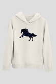 At Beyaz Unisex Kapüşonlu Sweatshirt