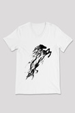 At Beyaz Unisex V Yaka Tişört T-Shirt