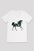 At Beyaz Unisex V Yaka Tişört T-Shirt