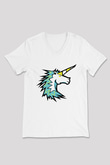 At Beyaz Unisex V Yaka Tişört T-Shirt