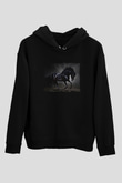 At Siyah Unisex Kapüşonlu Sweatshirt
