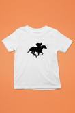 At Yarışı Baskılı Unisex Beyaz Çocuk Tişört - Tshirt