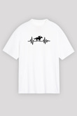 At Yarışı Baskılı Unisex Beyaz Oversize Tişört - Tshirt