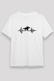 At Yarışı Baskılı Unisex Beyaz Tişört - Tshirt