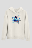 At Yarışı Baskılı Unisex Ekru Hoodie