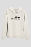 At Yarışı Baskılı Unisex Ekru Hoodie