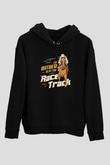 At Yarışı - Horse Race Baskılı Unisex Siyah Hoodie