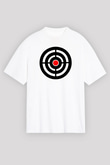 Atıcılık Baskılı Unisex Beyaz Oversize Tişört - Tshirt