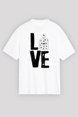 Atıcılık Baskılı Unisex Beyaz Oversize Tişört - Tshirt