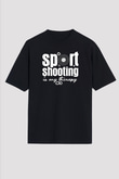 Atıcılık - Shooting Baskılı Unisex Siyah Oversize Tişört
